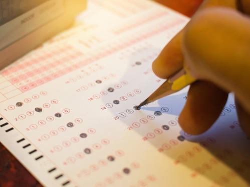 image of a Scantron test form being filled out